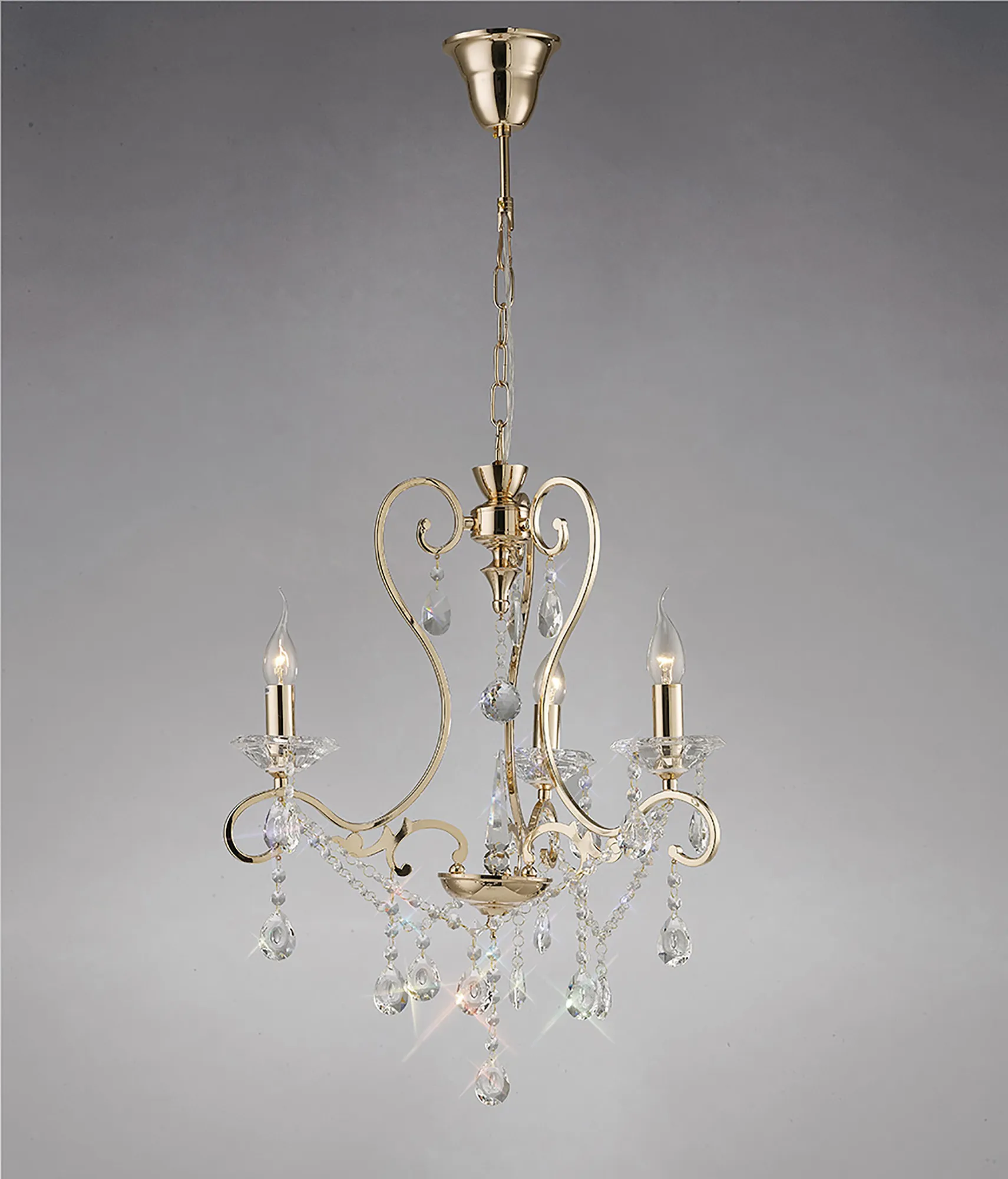 Vela French Gold Crystal Ceiling Lights Diyas Multi Arm Crystal Fittings